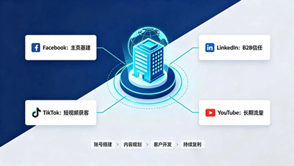 外贸社媒运营,外贸社媒账号搭建,外贸社交媒体营销,Facebook运营,Facebook公共主页搭建,LinkedIn运营,LinkedIn公司主页,TikTok外贸运营,TikTok企业号,YouTube外贸营销,YouTube品牌频道,外贸获客,海外社媒推广,外贸客户开发,B2B社媒营销,外贸企业社媒运营,海外社交媒体营销