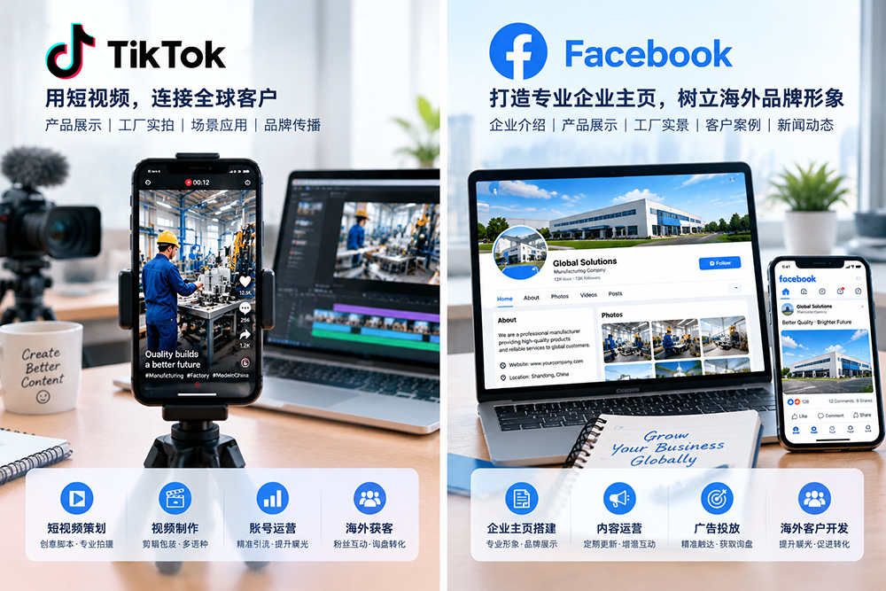 广交会外贸获客,TikTok 外贸社媒,Facebook 外贸营销,外贸社媒代运营,工厂出海